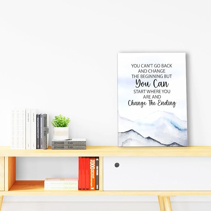 Gwisml You Can'T Go Back And Change The Beginning Wall Decore,Inspirational Quotes Canvas Frame Paintings For Home Office Workplace Wall Art Decor