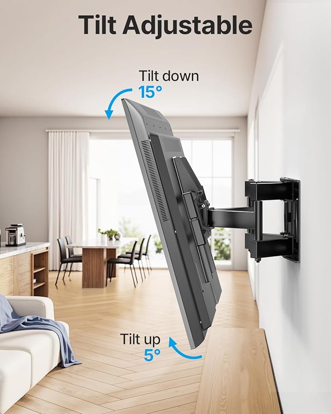USX STAR Full Motion TV Wall Mount for 37-85 Inch TVs Mounts Up to 132lbs, Fit 16" Wood Stud, Max VESA 600x400mm, Swivel and Tilt Articulating Wall Mount TV Bracket,Fit Most 55+ 65 70 75 inch TVs