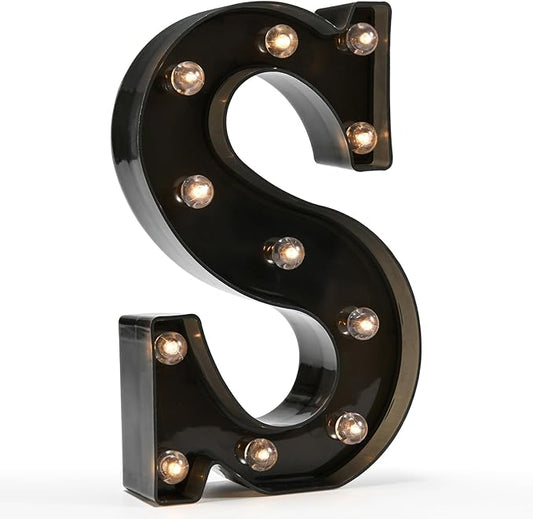 Light Up Black Alphabet Marquee Letters Sign LED Marquee Number Lights Sign for Night Light Home Bar Christmas Lamp Birthday Party Wedding Decoration S