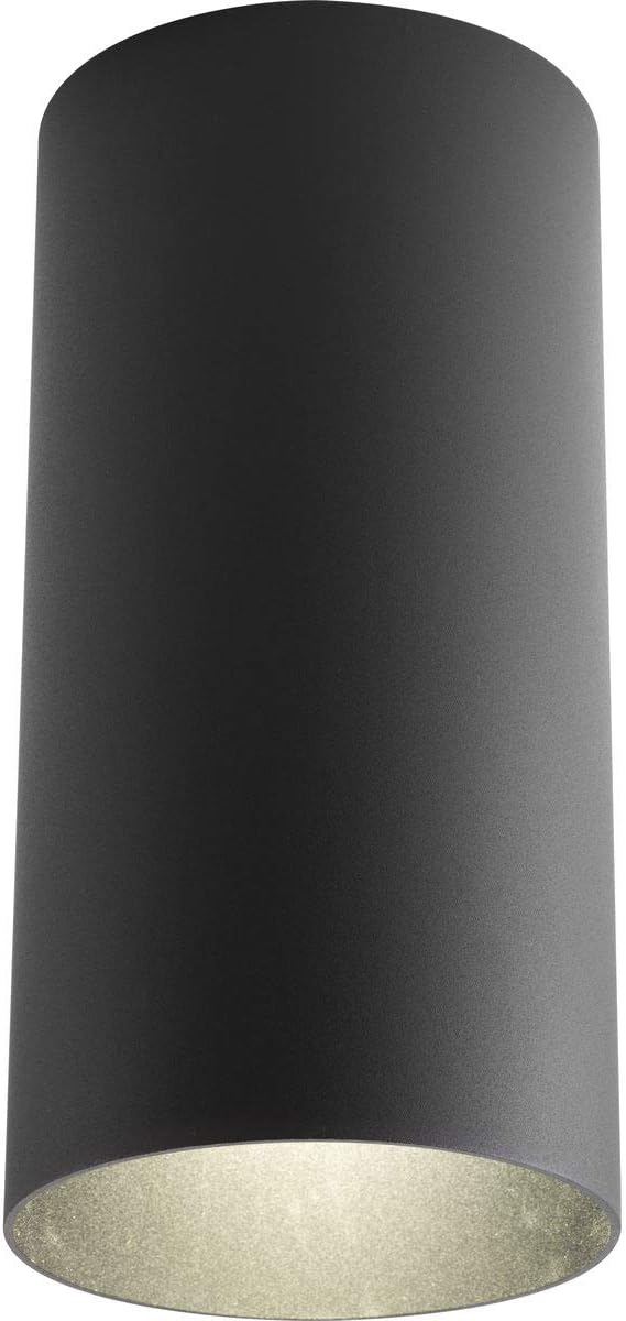 Progress Lighting 6-Inch Cylinder Outdoor Ceiling Light, 1-Light Modern Flush Mount Ceiling Light Fixture, Interior and Exterior Lighting for Home or Porch, Aluminum Construction, Black (P5741-31)