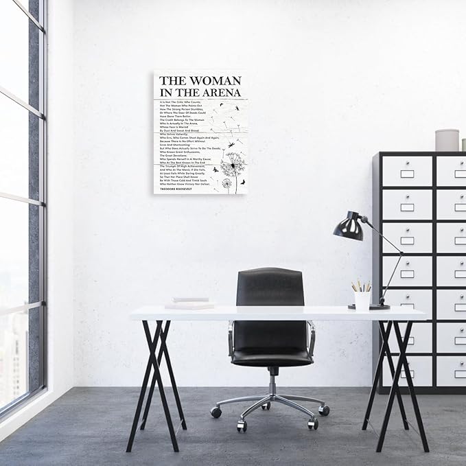 Gwisml The Woman In The Arena Wall Decor,Inspirational Quotes Canvas Frame Paintings For Home Office Wall Art Workplace Decor