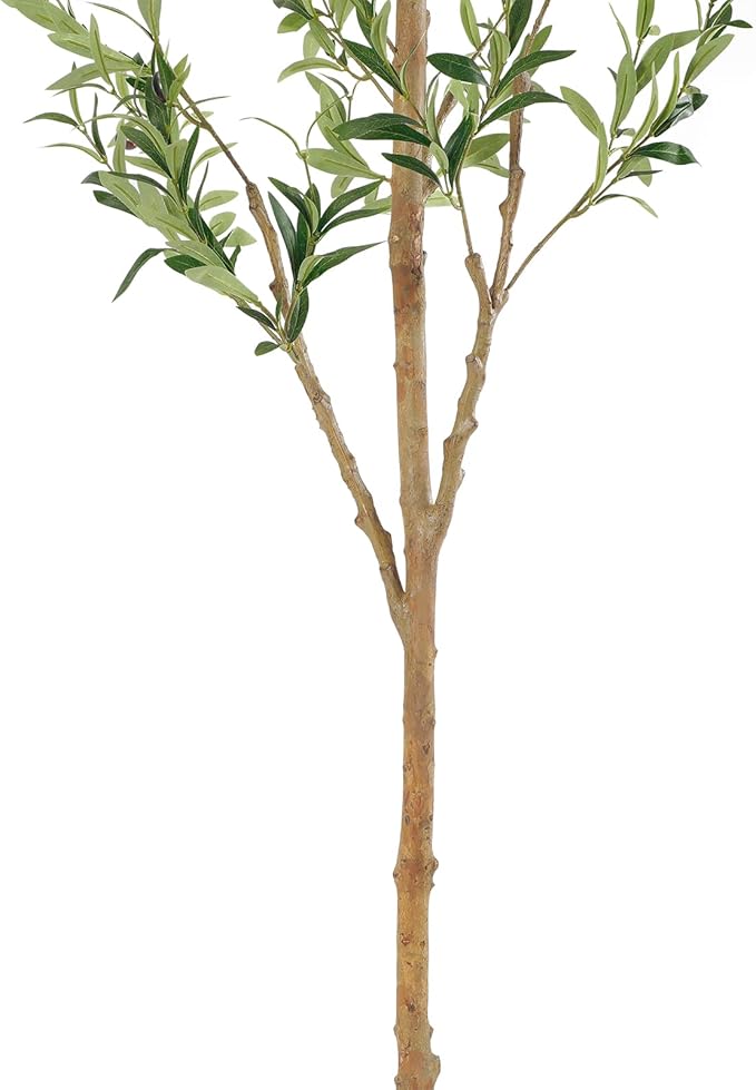 Bellacat Faux Olive Tree 7ft，Olive Trees Artificial Indoor with Natural Wood Trunk and Realistic Leaves and Fruits. 7 Feet(84in) Fake Olive Tree for Home House Office Décor.