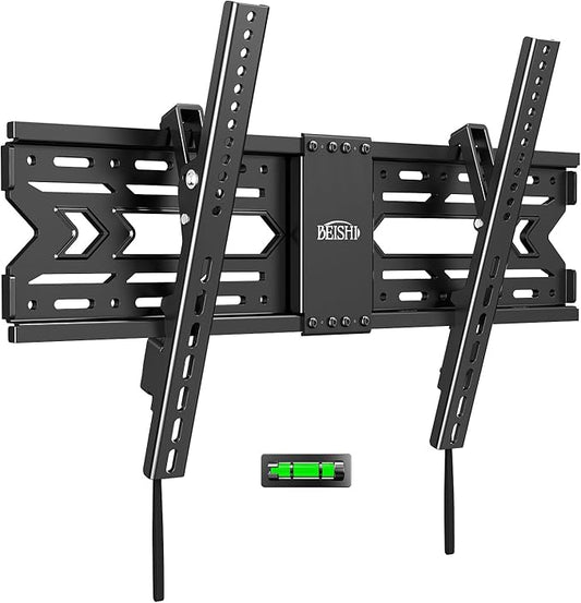 TV Wall Mount with Tilt for 32-85 Inch TVs, Low Profile Design, Holds up to 132 lbs, Space-Saving Design for 16/18/24 Inch Wood Studs, Max VESA 600x400mm (Fit 32-85" TVs 1.2" from The Wall)