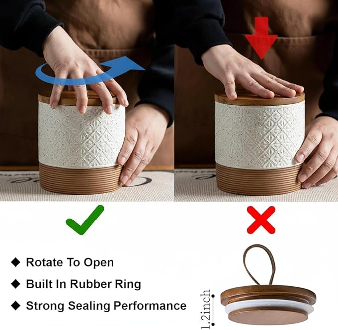 Large Coffee Containers with Lids, Ceramic Coffee Canister Kitchen Food Storage Cookie Jars with Airtight Lid for Spice Sugar Tea Candy, Stackable Decorative Jars for Counter - White 28 fl.oz