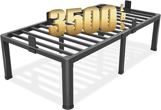 18 inch Twin XL Bed Frame with Round Corner Legs Mattress Slide Stopper,3500 lbs Heavy Duty Metal Platform,No Box Spring Needed,Easy Assembly,Noise Free