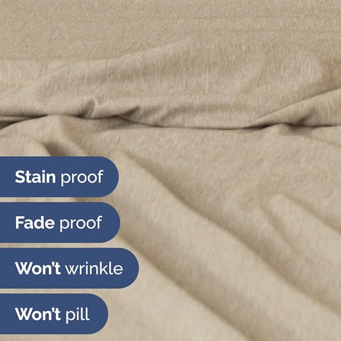 Split Head King Sheet Set – 4 Piece Flex Split Top King Sheets for Adjustable Beds - Fits 14” to 16" Mattress w/ Deep Pockets - Breathable & Cooling - Luxury Bedding and Wrinkle Free - Heathered Beige