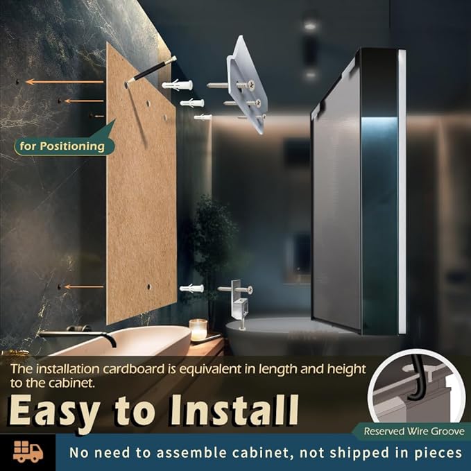 KWW LED Lighted Bathroom Medicine Cabinet with Sockets & USBs, Defogger, Dimmable, 3 Color Light Makeup Mirror, Easy to Install, Wall Mounted Cabinet (Left Hinge, 21 * 28)