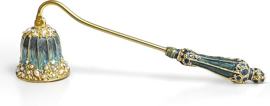 Elegant Royal-Style Candle Snuffer with Pearl Inlay, Metal Handle for Safe and Stylish Candle Extinguishing (Royal Turquoise)