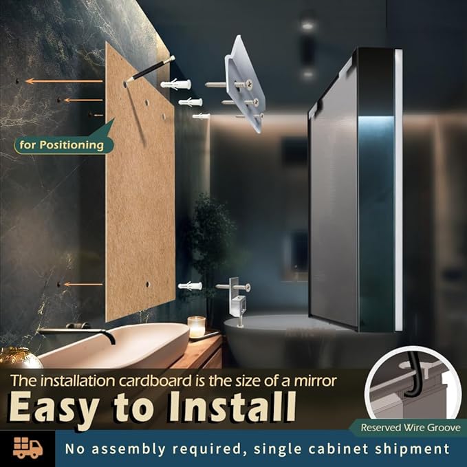 KWW LED Lighted Bathroom Medicine Cabinet with Sockets & USBs, Defogger, Dimmable, 3 Color Light Makeup Mirror, Easy to Install, Wall Mounted Cabinet (Two-Door, 31 * 28)