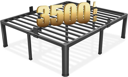 18 inch Full Size Bed Frame with Round Corner Legs Mattress Slide Stopper,3500 lbs Heavy Duty Metal Platform,Steel Slat Support,No Box Spring Needed,Easy Assembly,Noise Free