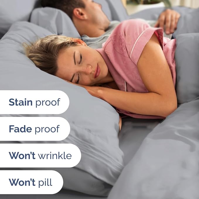 Full XL Bed Sheet Set - 4 Piece Extra Long Extended Full XL Sheets - Soft, Breathable & Cooling - Fits 8” to 16" Mattress w/ Deep Pockets - 54" x 80" - Easy-Fit, Wrinkle & Fade Resistant - Steel Blue