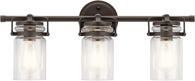 KICHLER Brinley 24" 3 Light Vanity Light with Clear Glass in Olde Bronze®