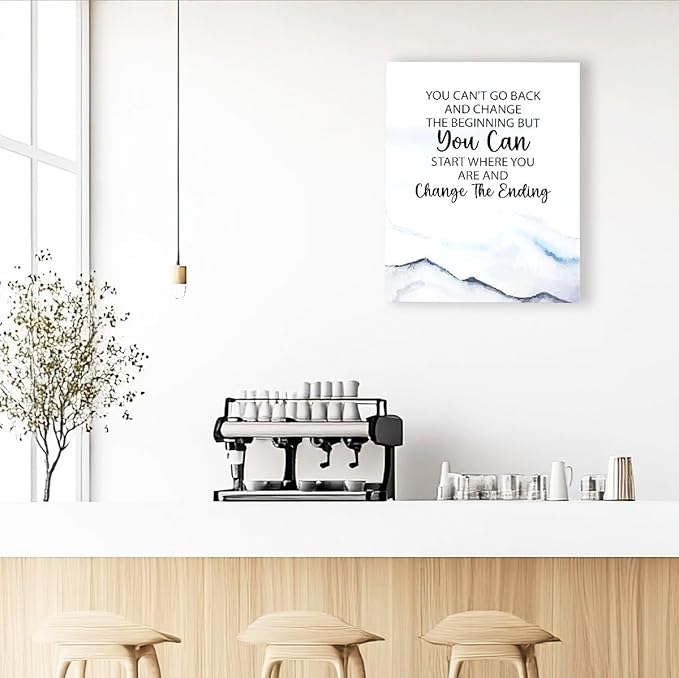 Gwisml You Can'T Go Back And Change The Beginning Wall Decore,Inspirational Quotes Canvas Frame Paintings For Home Office Workplace Wall Art Decor