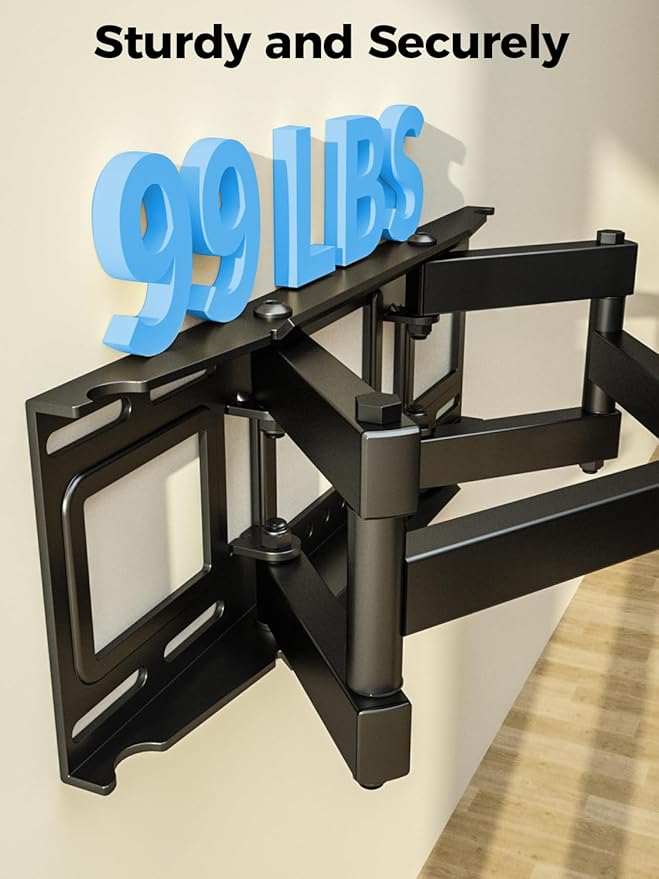 UL Listed Full Motion TV Wall Mount for Most 32-70 inch TVs, Wall Mount TV Bracket for 40 50 55 65 inch tv with Smooth Swivel, Tilt, Extension, Level-Has Hardware & Drill Template