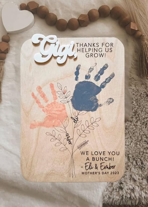 Custom Name Handprint Sign, Mother's Day Sign, Mother's Day Gift, Handprint Sign, Gift for Mom, Gift for Grandma, Hands Down Sign