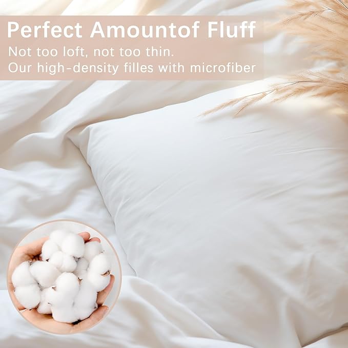 Throw Pillows Insert Set of 2, White 28x28 in Pillow Inserts with 100% Cotton Cover,Bed and Couch Decorative Stuffer Pillows,Indoor Pillows for Sofa