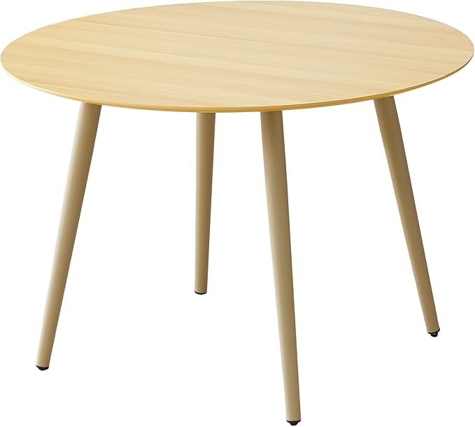 43.3 Inch Cream Round Dining Table for 4, Space-Saving Dinette Perfect for Kitchen Dining Living Room(Cream Table)