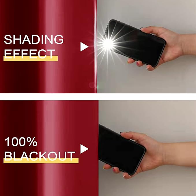 100% Blackout 340 GSM Curtain Panels , Heat and Full light Blocking Drapes with Grommets for Bedroom, Red Thermal Insulated Window Treatment Drapes for Living Room (Red, 2 Panels, 52 x 63 inch)