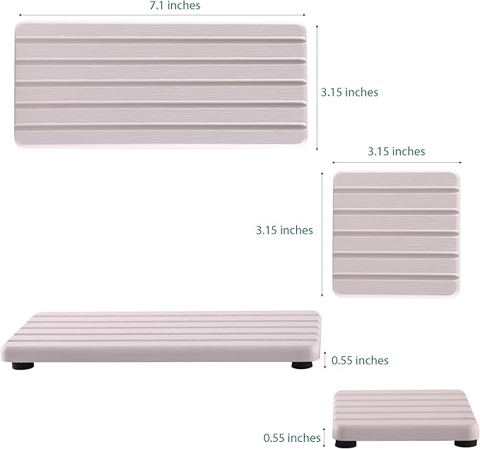 Set of 4 Water Absorbent Diatomite Coasters, Diatomaceous Earth Kitchen Soap Dish, Bathroom Trays, Water Absorbing Stone Used for Hand Soaps & Plants & Toiletries in The Modern Home