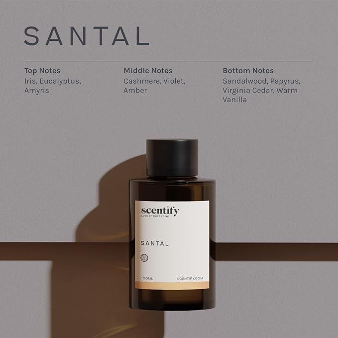 Scentify Santal Aroma Oil Refill Scent for Oil Diffusers - Iris, Amber, Sandalwood, Cedar Scents - Luxurious Relaxing Aromatherapy Diffuser Fragrance 470ml, 16 oz