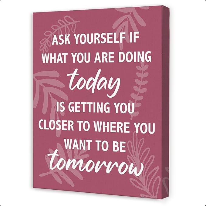 Inspirational Wall Art For Office,Ask Yourself What You Are Doing Today Canvas Paintings Framed For Home Office Workplace Wall Art Decor