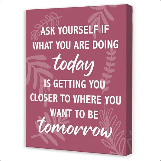 Inspirational Wall Art For Office,Ask Yourself What You Are Doing Today Canvas Paintings Framed For Home Office Workplace Wall Art Decor