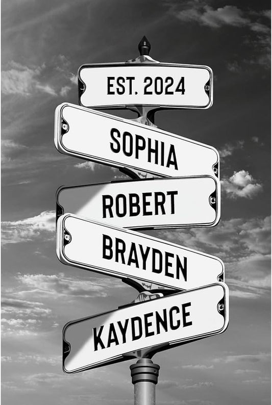 Personalized Canvas Vintage Street Sign For Couple, Crossroads StreetSign Best Gift For Сouple, Custom Name And Date VintageStreet Sign Art Canvas Of Poster #8