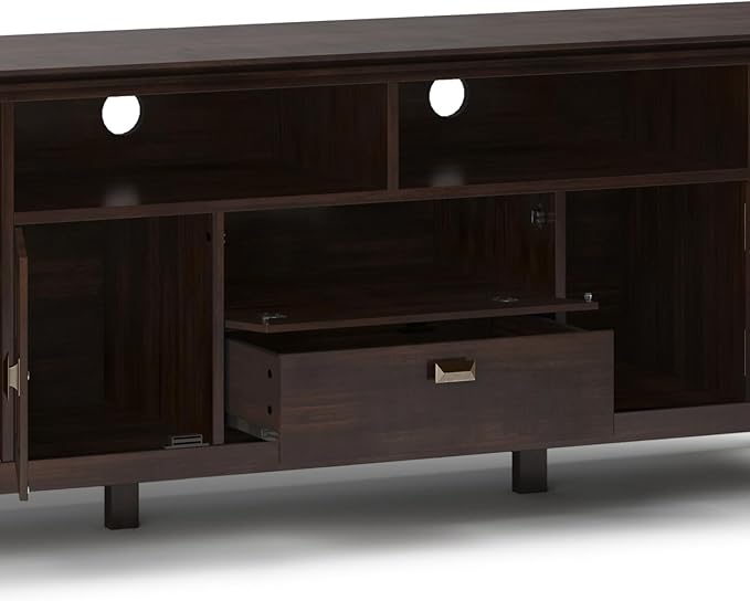 SIMPLIHOME Artisan SOLID WOOD 53 Inch Wide Contemporary TV Media Stand in Rustic Natural Aged Brown for TVs up to 60 Inches, For the Living Room and Entertainment Center