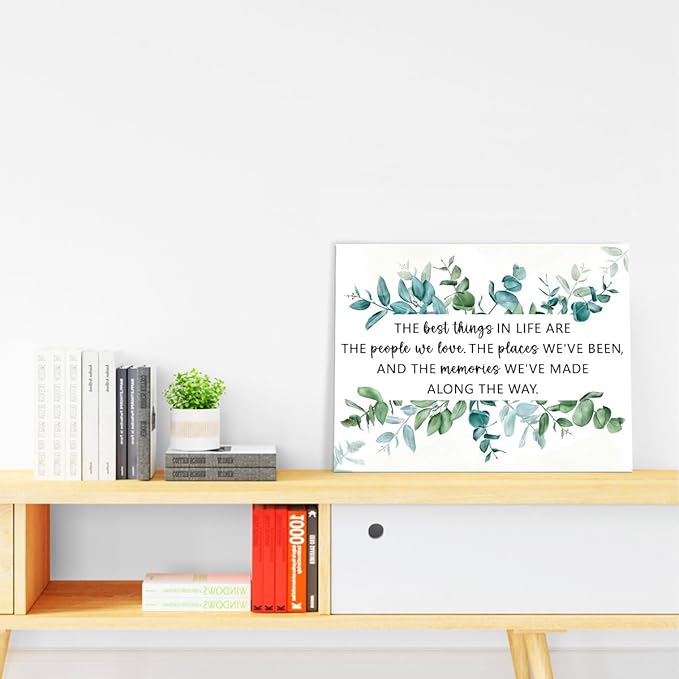 The Best Things In Life Are The People We Love Wall Decor,Inspiratioanl Quotes Sage Canvas Paintings Framed For Office Workplace Wall Art Decor