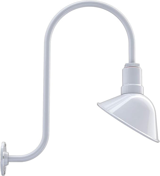 Steel Lighting Co. Venice Store Sign Light | for Outdoor Restaurant Accent Wall | 9 inch Dome | Upslope Gooseneck | Made in America | White Exterior/White Interior