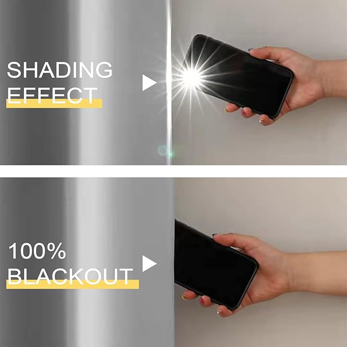 100% Blackout 330 GSM Curtain Panels , Heat and Full light Blocking Drapes with Grommets for Bedroom,Thermal Insulated Window Treatment Drapes for Living Room (Light Grey, 2 Panels,52 x 63inch)