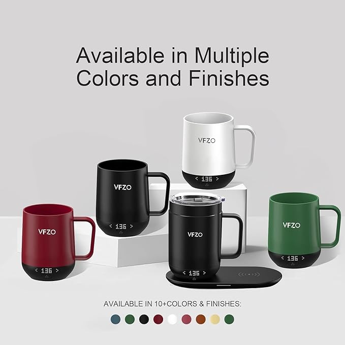 16Oz Temperature Control Smart Mug, Self Heating Coffee Mug LED Display, 180 Min Battery Life - Hot up to 149℉ Fast Wireless Charger Base Improved Design Coffee Serving Sets (16oz, Lemon)