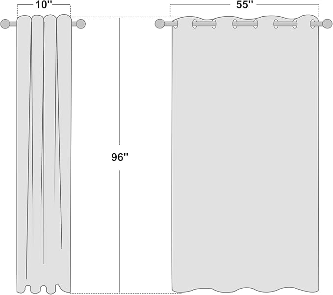 NICETOWN Thick Flax Linen Curtains for Living Room, Rustic Grommet Semi Sheer Privacy Assured Linen Blend Drapes with Light Filtering for Living Room/Bedroom, Angora, W55 x L96, 1 Pair