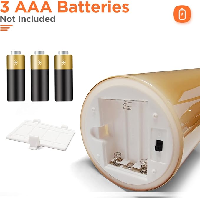 Tyawon Glass Battery Operated LED Flameless Candles with Remote and Timer, Real Wax Candles Warm Color Flickering Light for Festival Wedding Home Party Decor(Pack of 3)-Gold