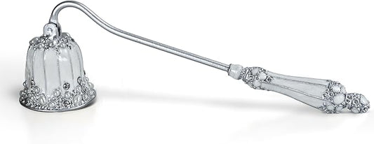 Elegant Royal-Style Candle Snuffer with Pearl Inlay, Metal Handle for Safe and Stylish Candle Extinguishing (Elegant Silver)