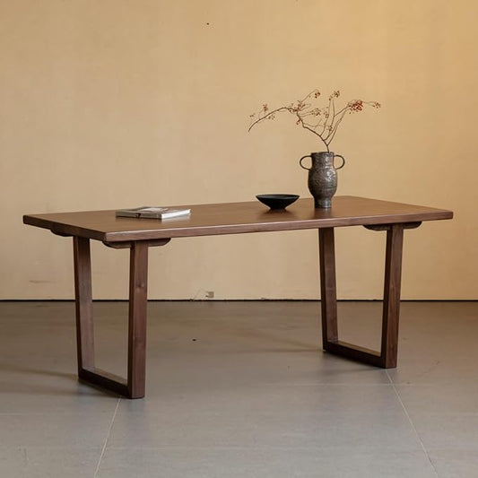 YESWOOD 71’’ Live Edge Dining Table for 6-8, Black Walnut Farmhouse Kitchen Table with Solid Wood Top and Legs, Large Modern Wood Dinner Table for Dining Room, Living Room, Office, Walnut