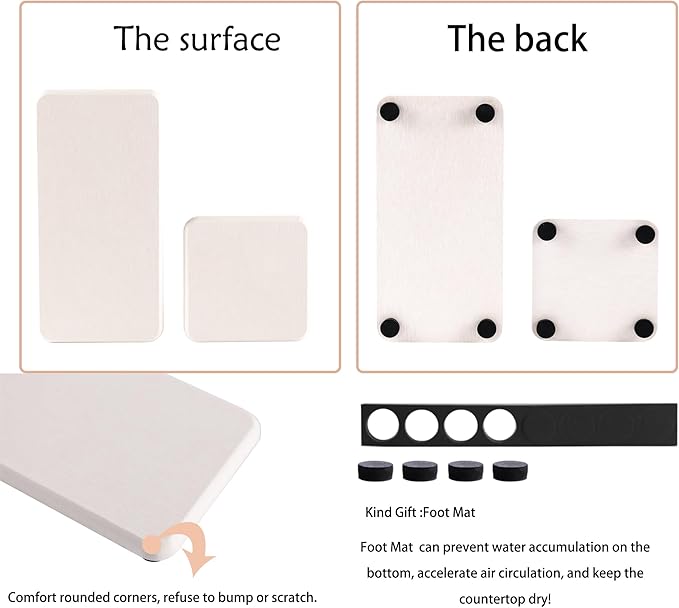 Set of 4 Water Absorbent Diatomite Coasters, Diatomaceous Earth Kitchen Soap Dish, Bathroom Trays, Water Absorbing Stone Used for Hand Soaps & Plants & Toiletries in The Modern Home