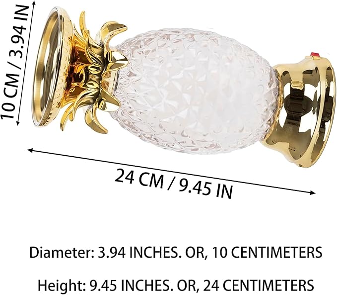 YAKii 9.5" Pineapple LED Color Changing Shine Lamp,Swirling Water Waves Lamp Kid Safe Battery/USB Cable Operated,Table Lamp Candle Holder Table Decoration Gold(Pack of 2)