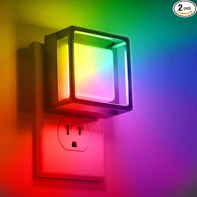 DORESshop Night Light for Kids [2 Pack], Color Changing Baby NightLight, Night Lights Plug Into Wall, Dusk to Dawn Sensor, Plug in Night Light for Kids Room, Nursery, Bedroom, Kitchen, Hallway