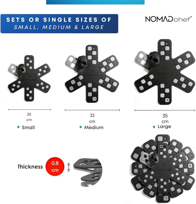 Dual-Use Silicone Pan Protectors for Stacking & Trivets for Hot Dishes | Silicone Trivet Mat | Perfect for Pot and Pan Protectors | 2-Pack Medium (12.5in) Cookware Protectors (M2-BLK/Grey)