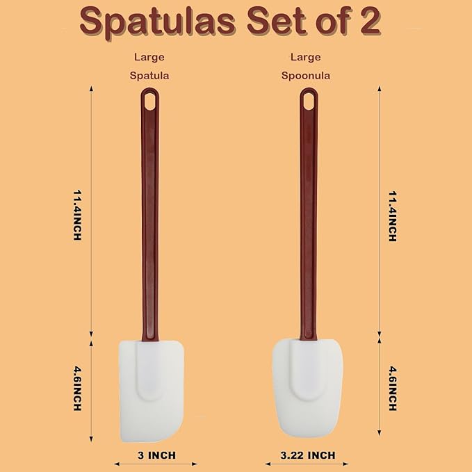 16.5 INCH Silicone Spatulas Heat Resistant Heavy Duty Rubber Spatulas Commercial Spatulas Set for Kitchen Use Silicone Cooking Utensils Sets of 2