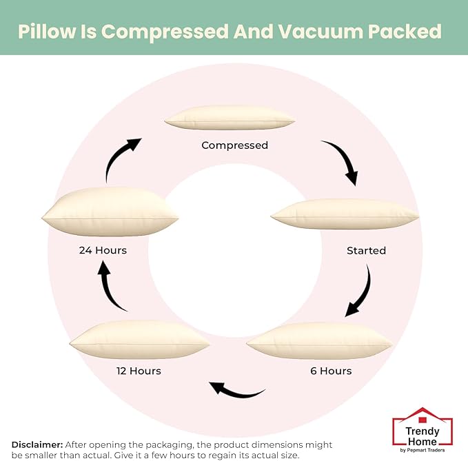 Trendy Home 12x20 100% Natural Cotton Throw Pillow Insert(Set of 2), Bed and Couch Pillows Stuffer Hypoallergenic, Decorative Home Outdoor Sofa Pillow Filler (Cotton, 2 Pack)