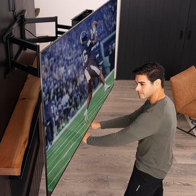 MantelMount MAX1 Full Motion TV Mount, Perfect Above Fireplace with 29" Vertical Drop, 40° Swivel L/R, Stop Anywhere Tension Design, 3" Flush to Wall Slim Profile, for TVs 50"-86" Up to 90 lbs.