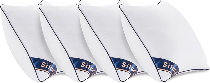 Siluvia Decorative 20x20 Pillow Inserts Set of 4 - Square Throw 20 Pillows with 100% Cotton Cover for Sofa, Couch, and Bed - White