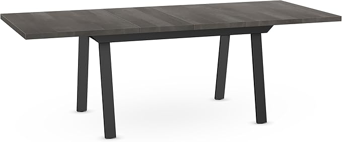 Amisco Kane Extendable Dining Table - Grey Solid Wood/Black Metal