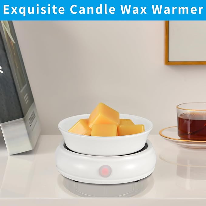 Ceramic Wax Warmer, Electric Wax Melt Warmer,3 in1 Home Fragrance Wax Burner, Scented Candle Wax melters as Gift for Women,mom and Grandma(White)…