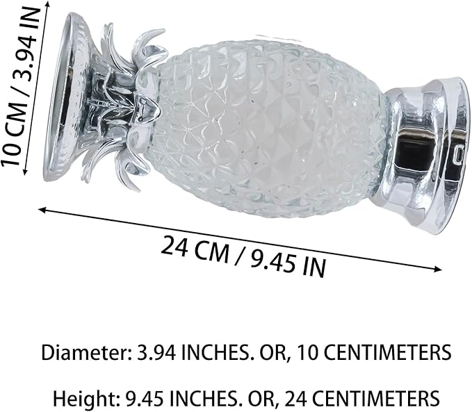 YAKii 9.5" Pineapple LED Color Changing Shine Lamp,Swirling Water Waves Lamp Kid Safe Battery/USB Cable Operated,Table Lamp Candle Holder Table Decoration Silver(Pack of 2)