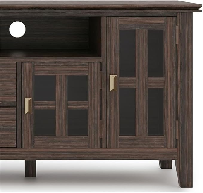 SIMPLIHOME Artisan SOLID WOOD 72 inch Wide Transitional TV Media Stand in Farmhouse Brown For TVs up to 80 inches for the Living Room and Entertainment Center