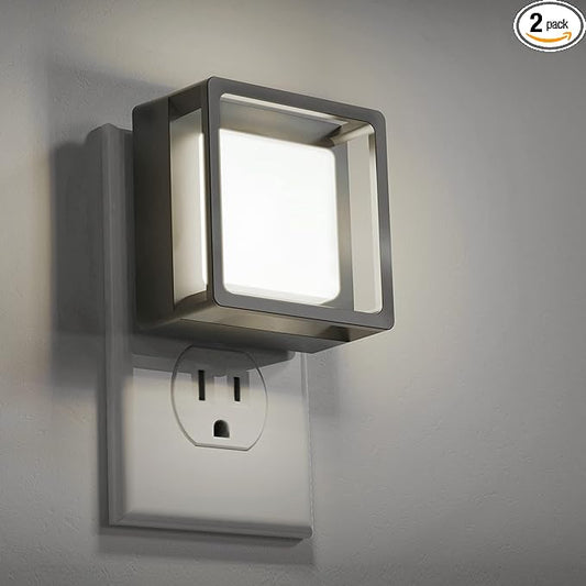 DORESshop Night Light [2 Pack], LED Night Light with Dusk to Dawn Sensor, Night Lights Plug Into Wall, Adjustable Brightness Nightlights for Adults, Bedroom, Bathroom, Kitchen, Daylight White 5000k