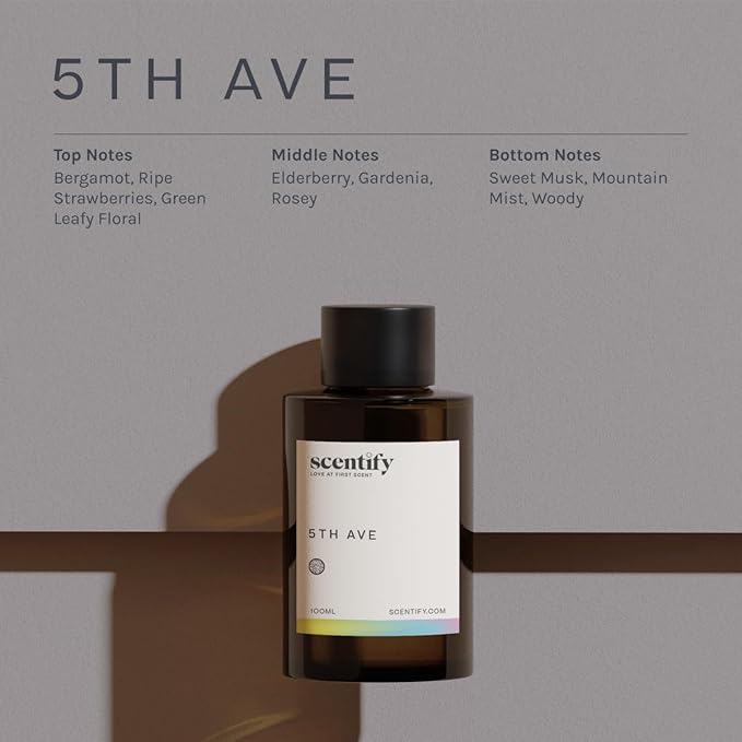 Scentify 5th Ave Aroma Oil Refill Scent for Oil Diffusers - Bergamot, Floral, Gardenia Scents - Luxurious Relaxing Aromatherapy Diffuser Fragrance 470ml, 16 oz